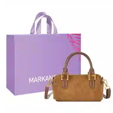 MARKANGARO Pillow Boston Bag Velvet Brown