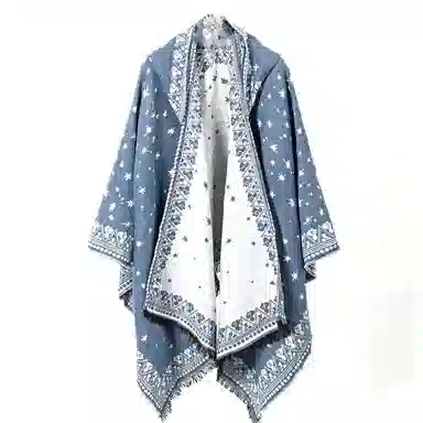 山一丸 开叉秋冬民族风加厚保暖披风外搭 仿羊绒 披肩 女款