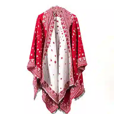 山一丸 开叉秋冬民族风加厚保暖披风外搭 仿羊绒 披肩 女款