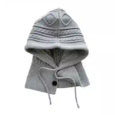 北极绒 简约纯色巴拉克拉法帽冬秋一体帽保暖包头护耳针织加厚百搭 腈纶 斗篷帽 女款