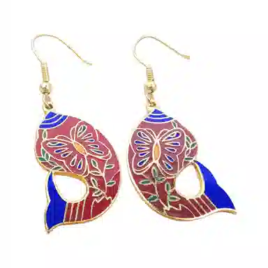 红桥 吉祥红双鱼 绮梦 珐琅 耳环 女款