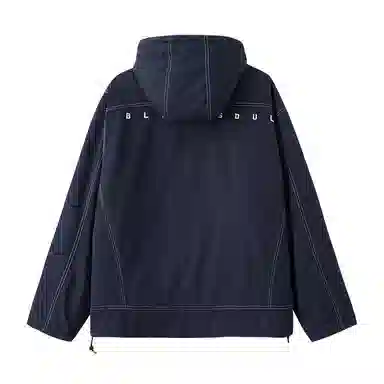 鬼洗 恐龙化石走线长袖连帽宽松棉服 男款