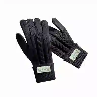 北极绒 红色针织冬季加厚保暖加长可触屏分指防冻骑行五指韩版 腈纶 绒线手套 男女同款情侣款