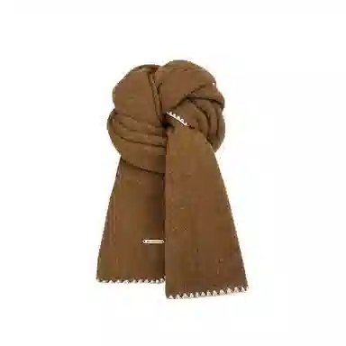 浪莎 超软糯锁边含羊毛围巾女生冬季纯色加厚保暖百搭韩系氛围感围脖护颈披肩 男女同款情侣款 礼盒装 绒线围巾 男女同款情侣款