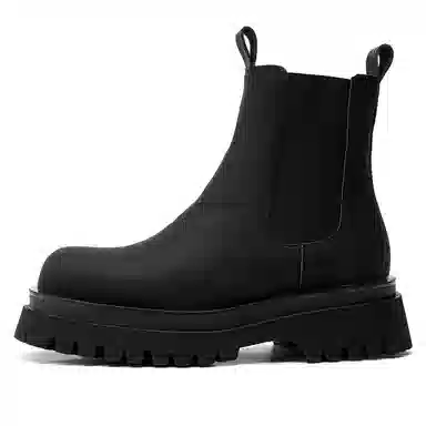 健休 二层牛皮 增高时尚百搭休闲 马丁靴 男款 黑色