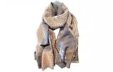 优幽兰 法式复古风小众设计感拼色时尚百搭高级感千鸟格保暖川西云南旅游拍照打卡穿搭 绒线围巾 女款