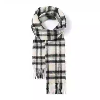 啄木鸟 韩系氛围感简约黑白条纹 秋冬季防寒保暖骑行双面英伦风格子 绵羊毛 绒线围巾 男女同款情侣款