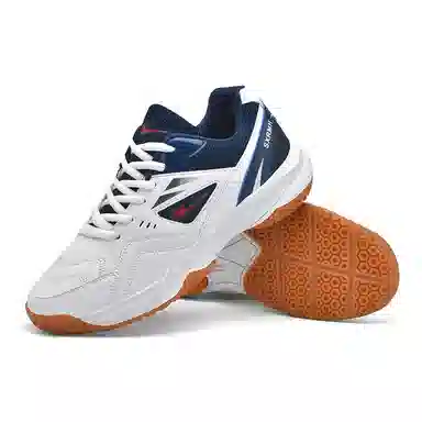 双星 橡胶底 专业训练 轻便缓震 防滑耐磨  低帮 羽毛球鞋 男款 白蓝