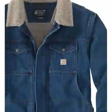 Carhartt 105478 Denim Sherpa-Lined Jacket Relaxed Fit Beech