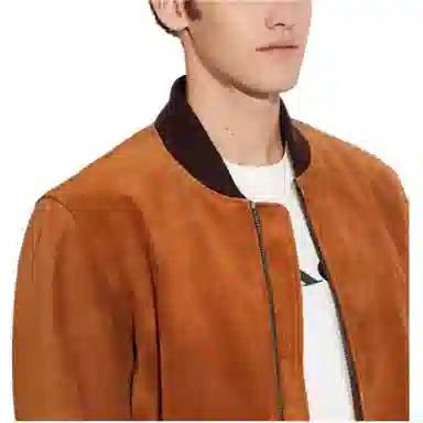 COACH SS23 Suede Leather Jacket Orange