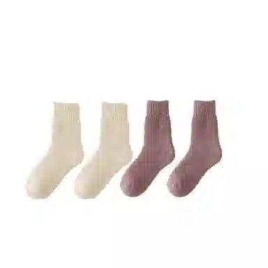 棉基因 舒适保暖发热羊绒加厚加绒纯色中居家百搭中筒袜 女款 组合装