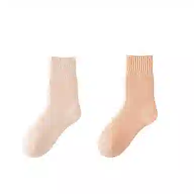 棉基因 舒适保暖发热羊绒加厚加绒纯色中居家百搭中筒袜 女款 组合装