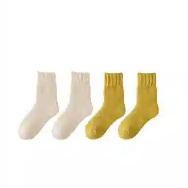 棉基因 舒适保暖发热羊绒加厚加绒纯色中居家百搭中筒袜 女款 组合装