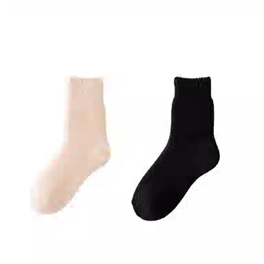 棉基因 舒适保暖发热羊绒加厚加绒纯色中居家百搭中筒袜 女款 组合装