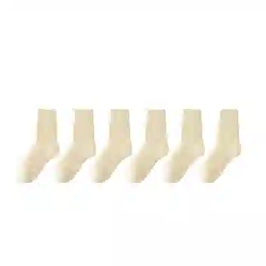 棉基因 舒适保暖发热羊绒加厚加绒纯色中居家百搭中筒袜 女款 组合装