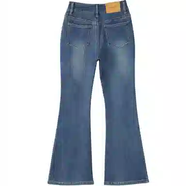 丝柏舍 高腰水洗复古简约牛仔裤 女款 深蓝色