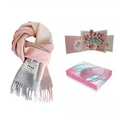 匹克 冬季防寒保暖多巴胺文艺小清新流苏披肩两用 羊仔毛 聚酯纤维 绒线围巾 男女同款情侣款 棕色/蔚蓝/粉色/米白