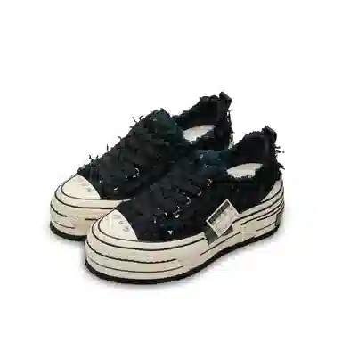xVESSEL Low Canvas Sneakers Black Cream