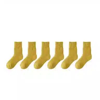 棉基因 舒适保暖发热羊绒加厚加绒纯色中居家百搭中筒袜 女款 组合装