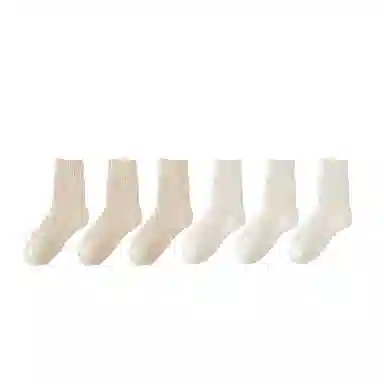 棉基因 舒适保暖发热羊绒加厚加绒纯色中居家百搭中筒袜 女款 组合装