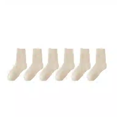 棉基因 舒适保暖发热羊绒加厚加绒纯色中居家百搭中筒袜 女款 组合装