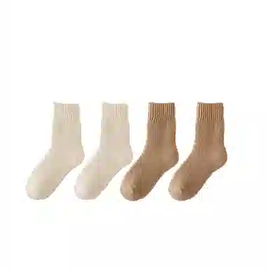 棉基因 舒适保暖发热羊绒加厚加绒纯色中居家百搭中筒袜 女款 组合装