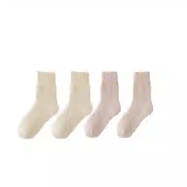 棉基因 舒适保暖发热羊绒加厚加绒纯色中居家百搭中筒袜 女款 组合装