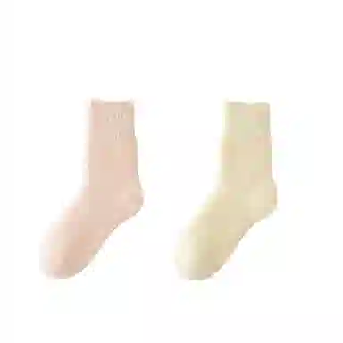 棉基因 舒适保暖发热羊绒加厚加绒纯色中居家百搭中筒袜 女款 组合装