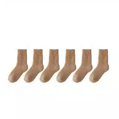 棉基因 舒适保暖发热羊绒加厚加绒纯色中居家百搭中筒袜 女款 组合装