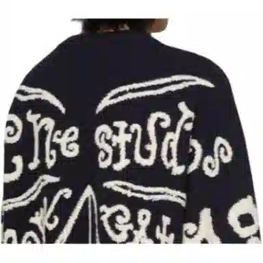 Acne Studios Crew Neck Printed Knit Sweater Black