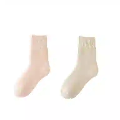 棉基因 舒适保暖发热羊绒加厚加绒纯色中居家百搭中筒袜 女款 组合装