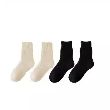 棉基因 舒适保暖发热羊绒加厚加绒纯色中居家百搭中筒袜 女款 组合装