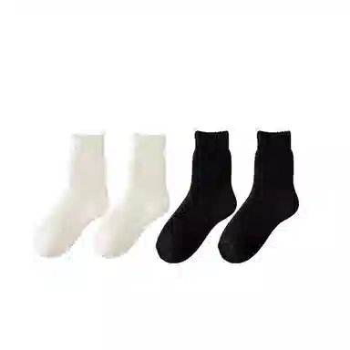 棉基因 舒适保暖发热羊绒加厚加绒纯色中居家百搭中筒袜 女款 组合装