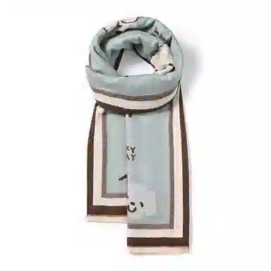 啄木鸟 软萌可爱拼色卡通泰迪双面印花加宽加大秋冬季防寒保暖清新甜美百搭学生 绒线围巾 女款