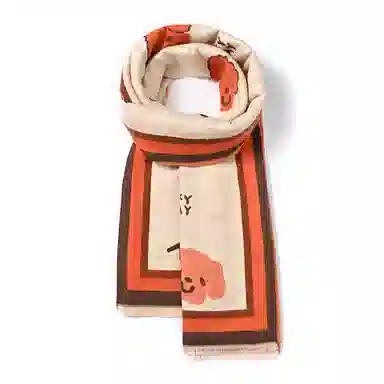 啄木鸟 软萌可爱拼色卡通泰迪双面印花加宽加大秋冬季防寒保暖清新甜美百搭学生 绒线围巾 女款