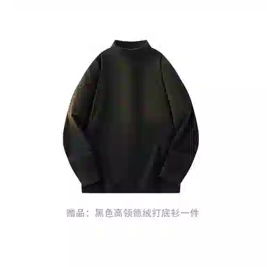 鸭鸭 字母纯色连帽拉链宽松长袖羽绒服 男款