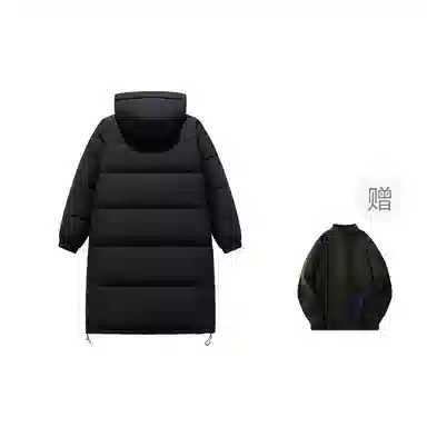鸭鸭 字母纯色连帽拉链宽松长袖羽绒服 男款