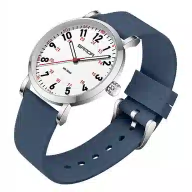 三达简约时尚考生专用静音走时超薄表壳 石英机芯 硅胶表带 国表 男女同款 白色表盘 防水夜光