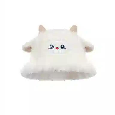 浪莎 超可爱小绵羊毛绒秋冬季百搭显脸小保暖护耳 涤纶 渔夫帽 女款 白色