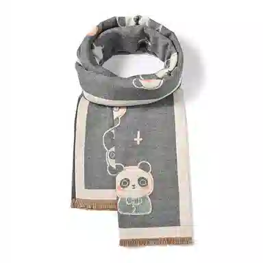 啄木鸟 时尚韩系可爱熊猫拼色加宽秋冬加厚保暖防寒骑行甜美百搭 绒线围巾 男女同款情侣款