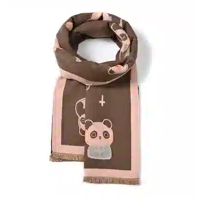 啄木鸟 时尚韩系可爱熊猫拼色加宽秋冬加厚保暖防寒骑行甜美百搭 绒线围巾 男女同款情侣款
