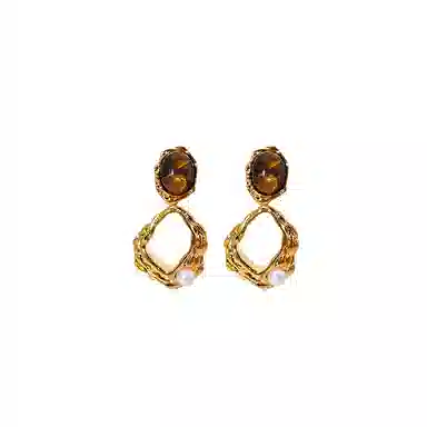 韵系 四季美拉德珍珠 铜镀金 耳环 女款