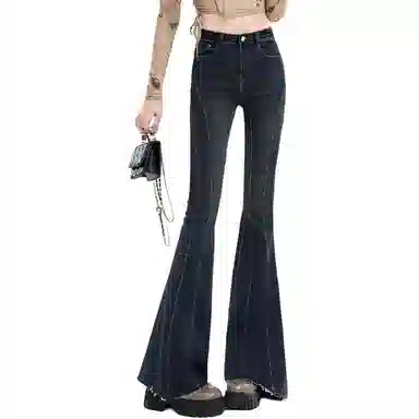 法文箱子 修身拼接鱼骨线牛仔裤 女款