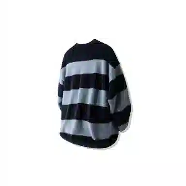 我是大卫 小众设计感百搭韩版高级感时尚休闲宽松针织衫 男女同款 黑灰条纹