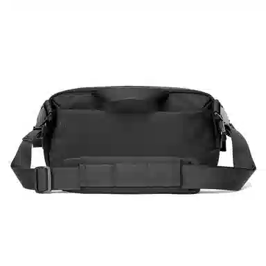 日系斜挎包 潮牌日常通勤旅行百搭轻便单肩多功能运动骑行休闲腰包简约纯色防泼水 牛津纺 胸包 中号 男款 黑色