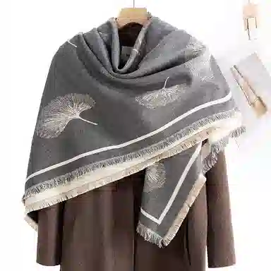 上海故事 秋冬季双面双色洋气旅游外出防寒保暖围脖外搭提花 聚酯纤维 披肩 女款
