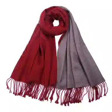 上海故事 冬季加厚双面两用保暖 外出时尚洋气拼色 聚酯纤维 绒线围巾 女款