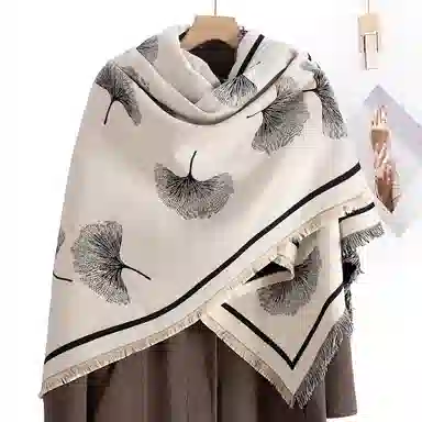 上海故事 秋冬季双面双色洋气旅游外出防寒保暖围脖外搭提花 聚酯纤维 披肩 女款