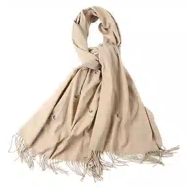 上海故事 秋冬亲肤保暖红 时尚刺绣麋鹿 外出外搭大披风 聚酯纤维 绒线围巾 女款