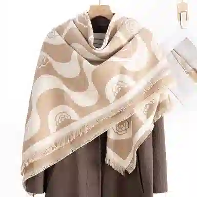 上海故事 秋冬季双面双色洋气旅游外出防寒保暖围脖外搭提花 聚酯纤维 披肩 女款